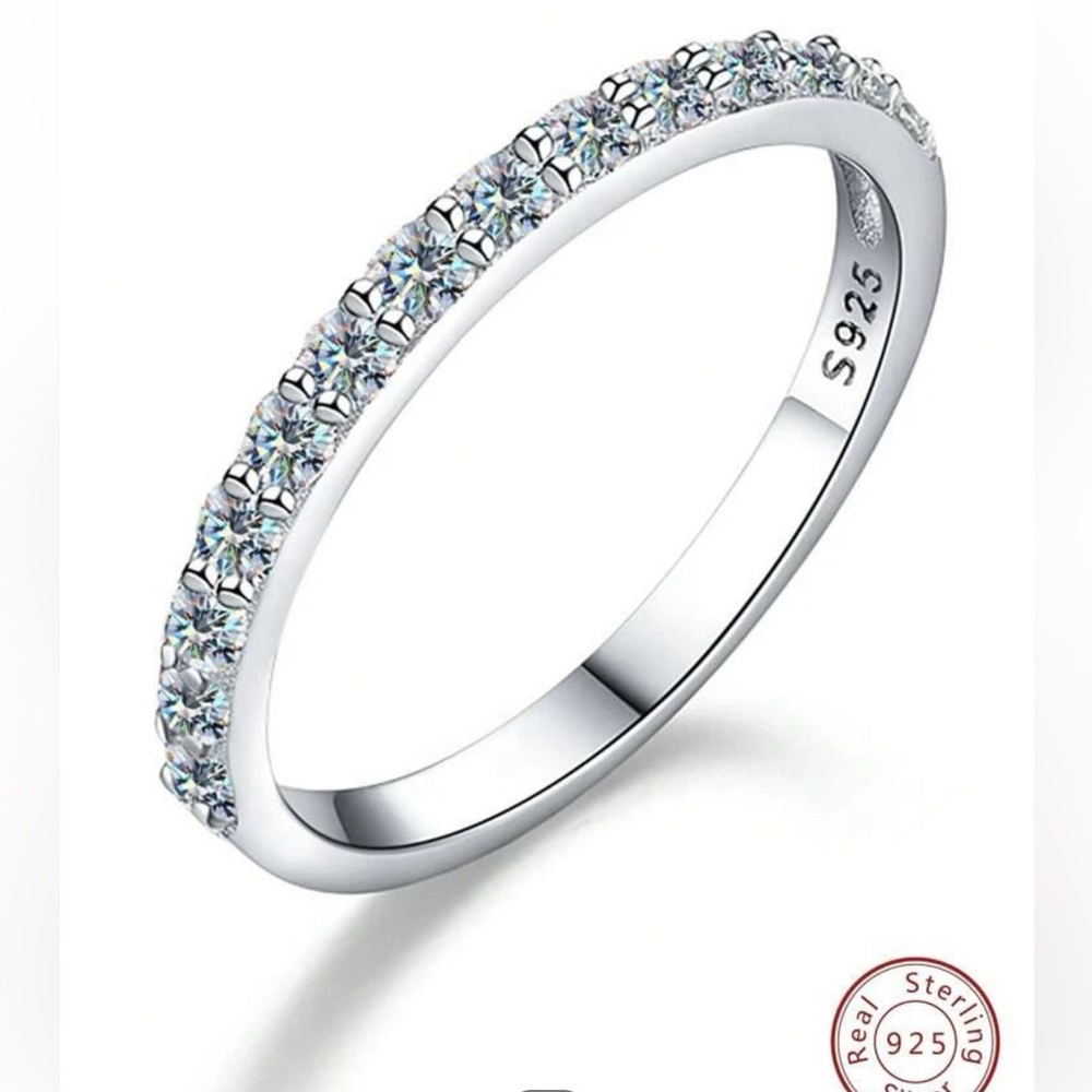 Lab grown moissanite diamond wedding band